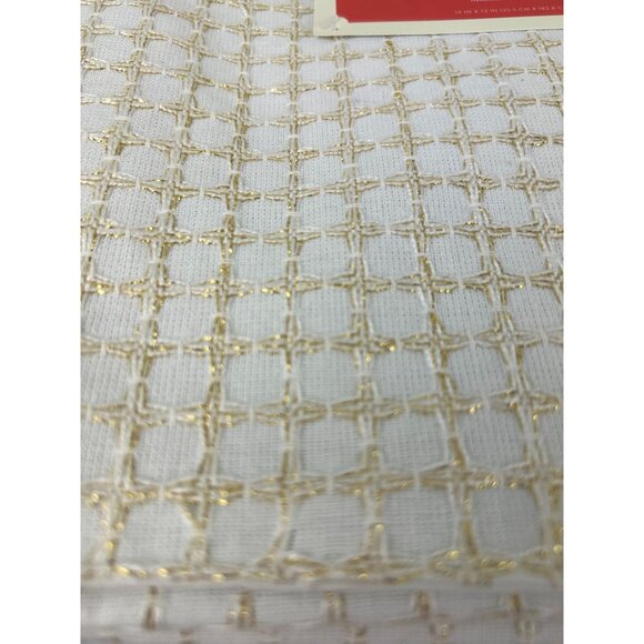 Opal House Woven Table Runner Cream Gold Metallic Sparkle Bohemian Tassels NEW - Picture 4 of 16
